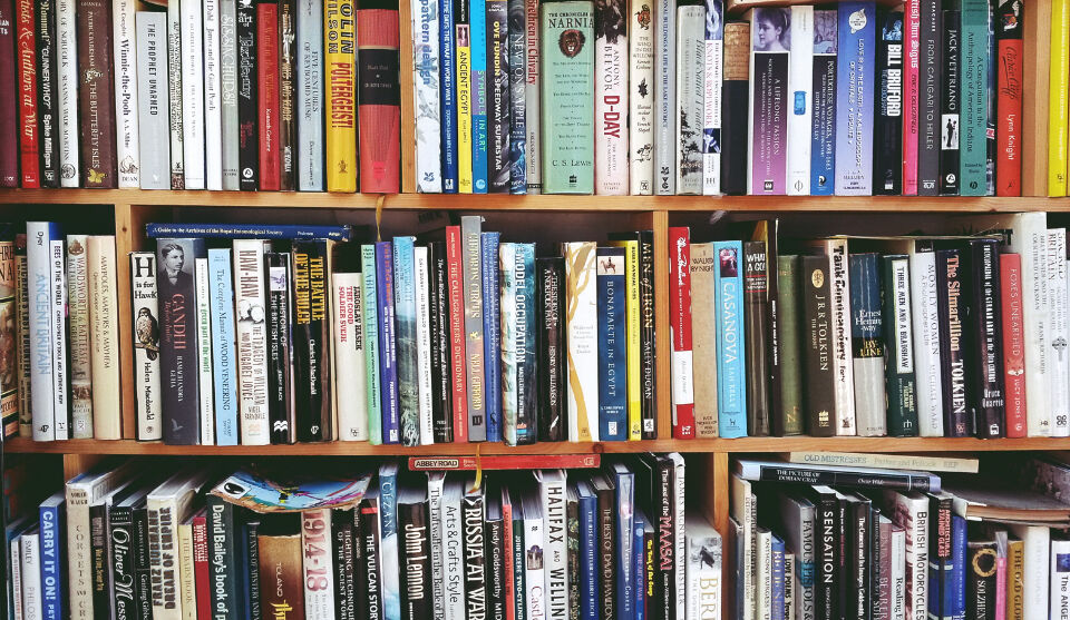 Shelves of printed books